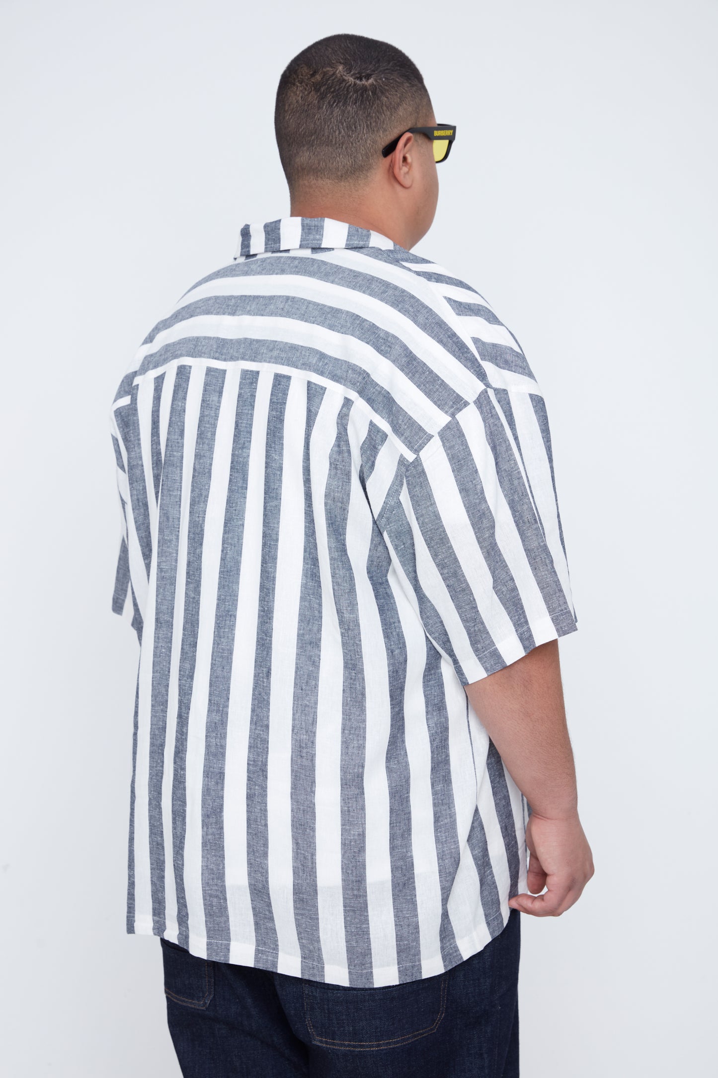 Men’s Striped Boxy Fit Shirt with Chest Pocket