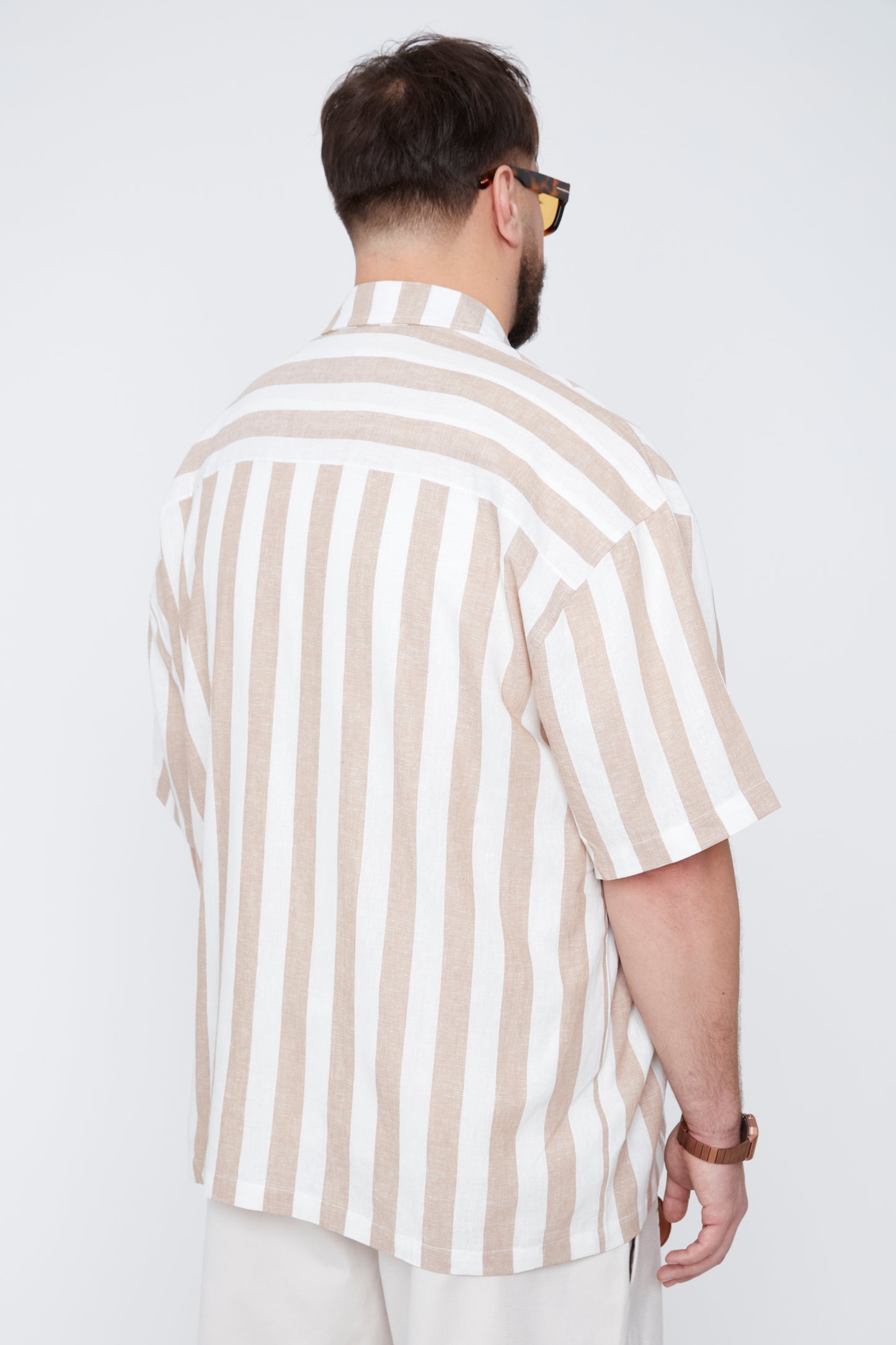 Men’s Striped Boxy Fit Shirt with Chest Pocket