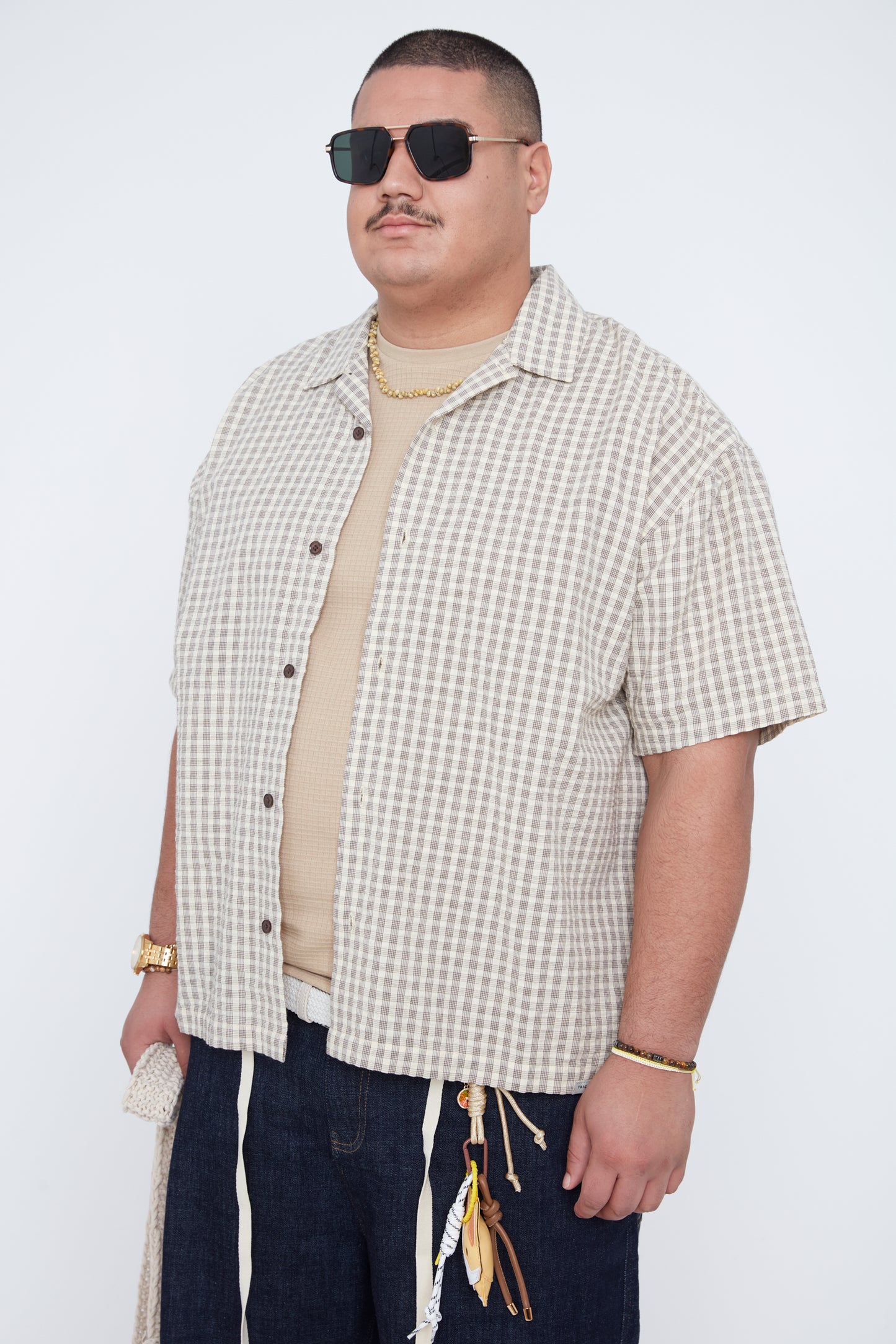 Men’s Plaid Seersucker Boxy Fit Shirt