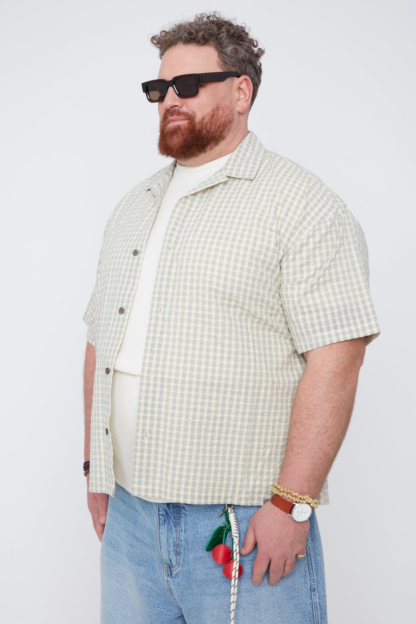 Men’s Plaid Seersucker Boxy Fit Shirt