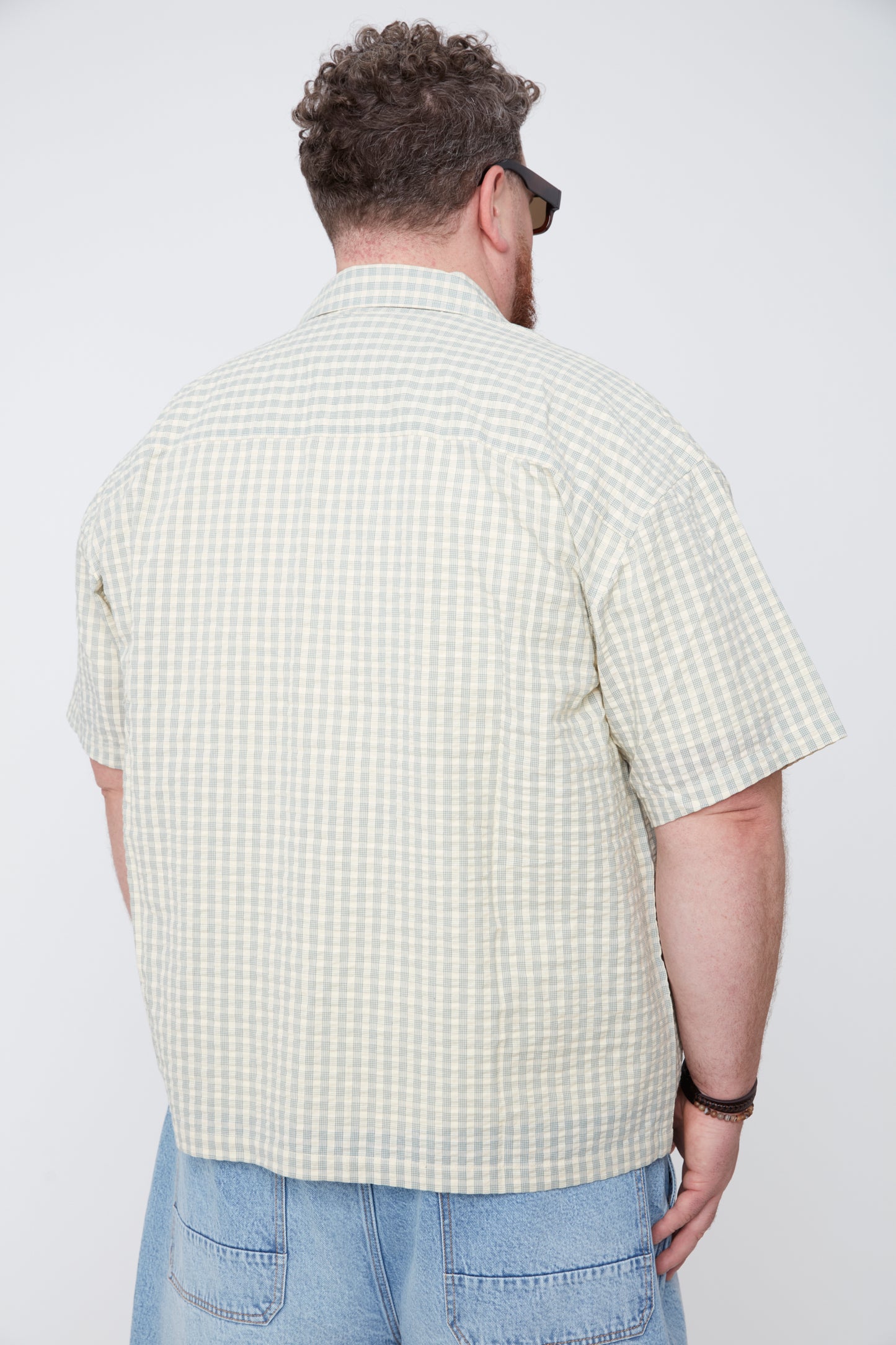 Men’s Plaid Seersucker Boxy Fit Shirt
