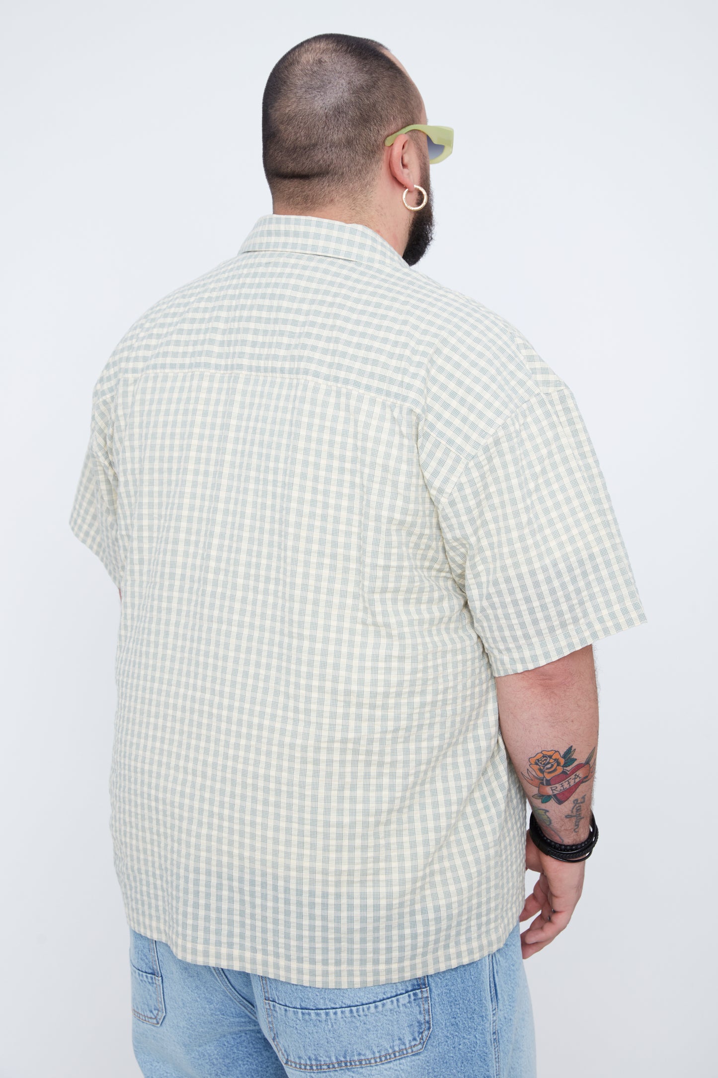 Men’s Plaid Seersucker Boxy Fit Shirt