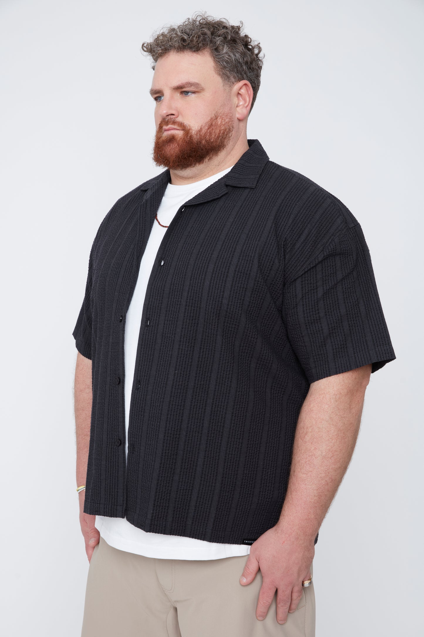 Chemise à rayures en seersucker pour homme, coupe carrée