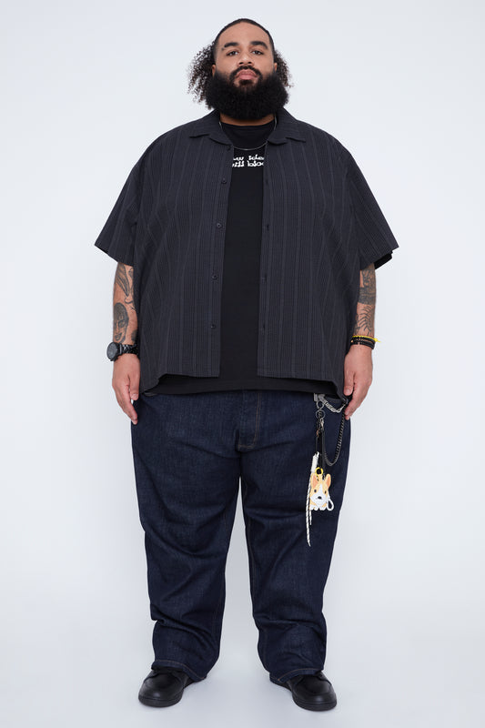Men’s Stripe Seersucker Boxy Fit Shirt