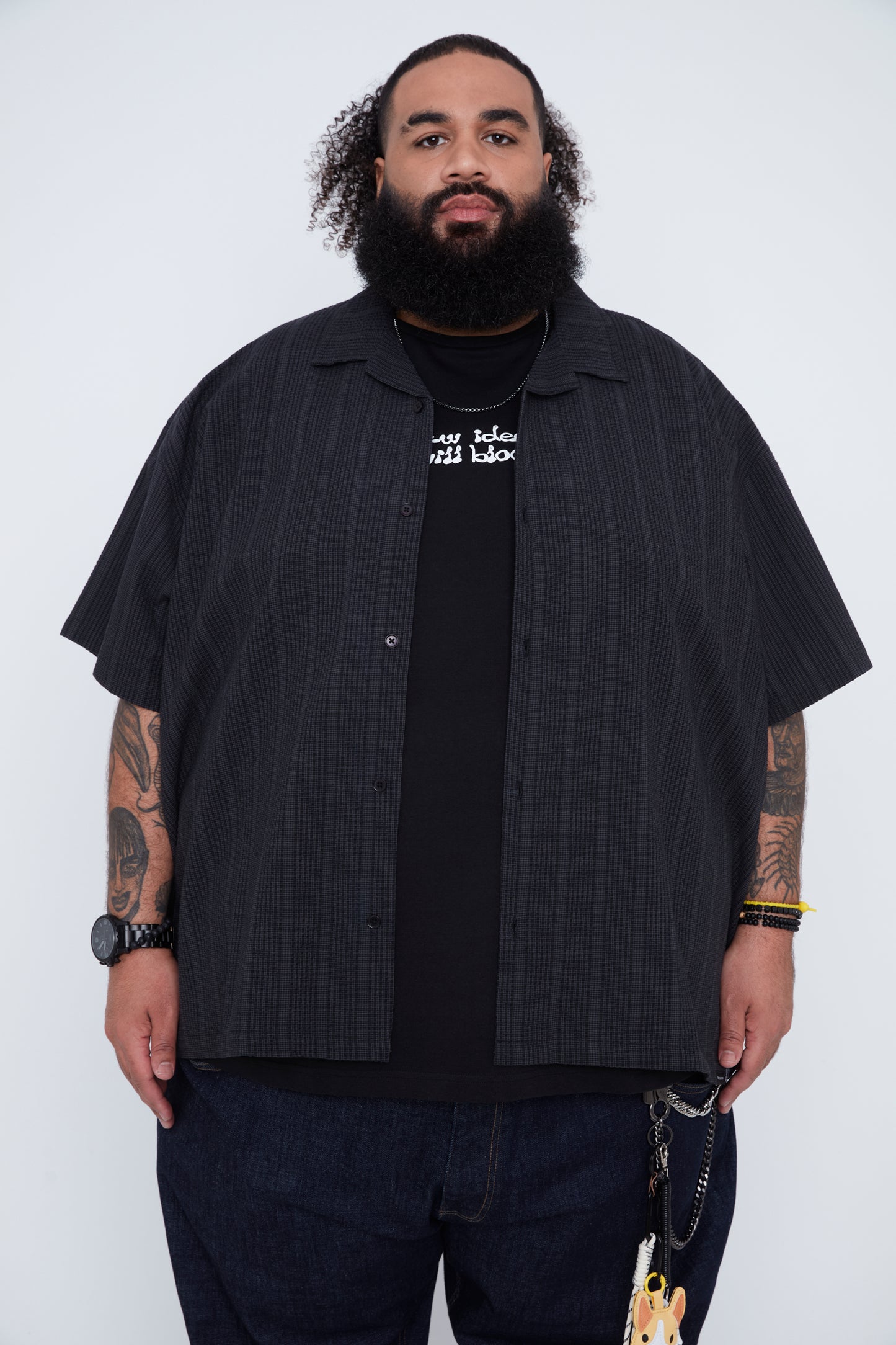 Chemise à rayures en seersucker pour homme, coupe carrée