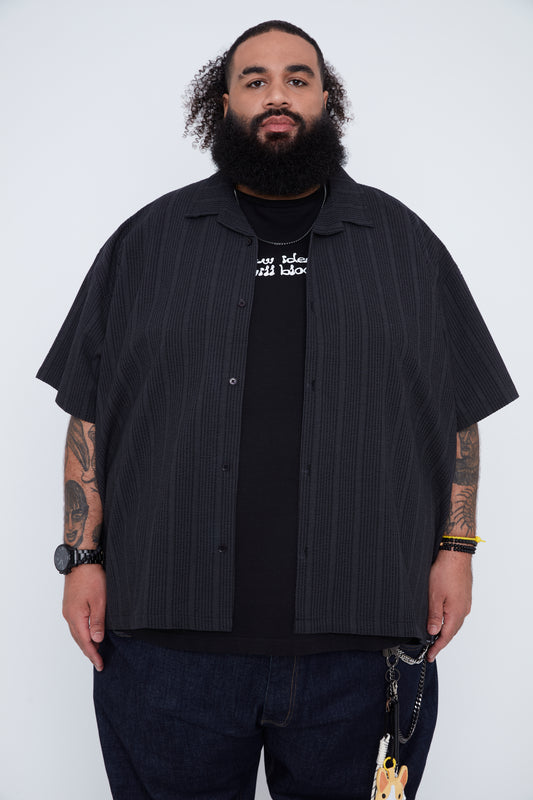 Men’s Stripe Seersucker Boxy Fit Shirt