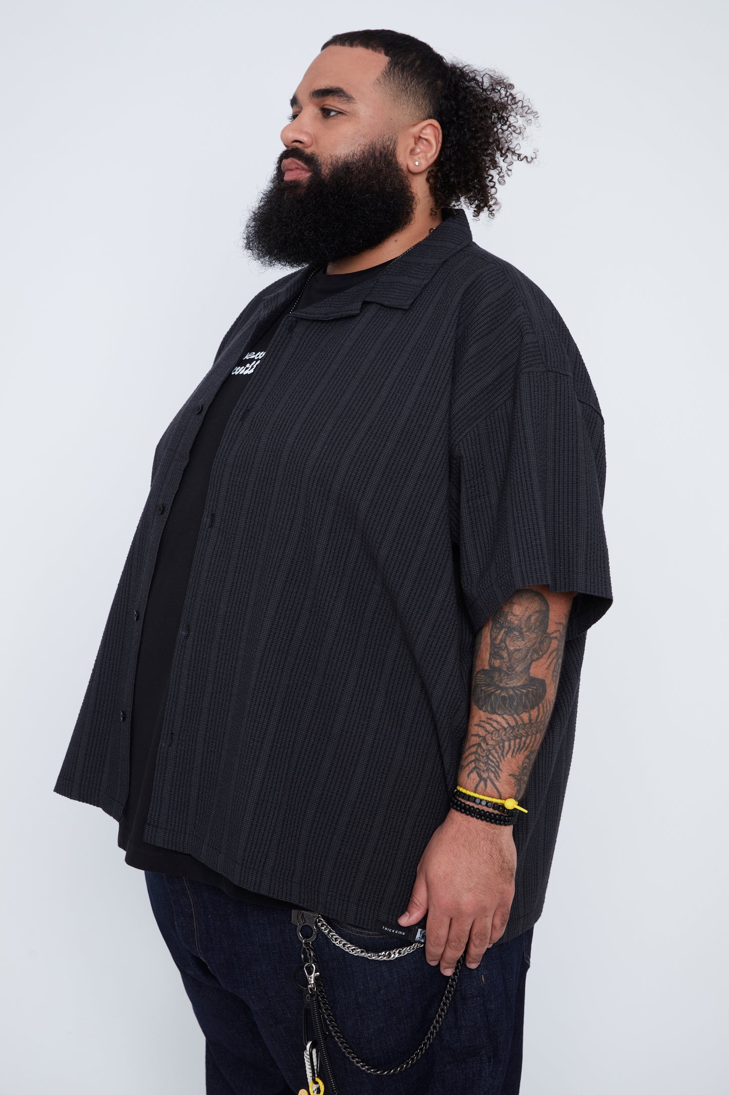 Chemise à rayures en seersucker pour homme, coupe carrée