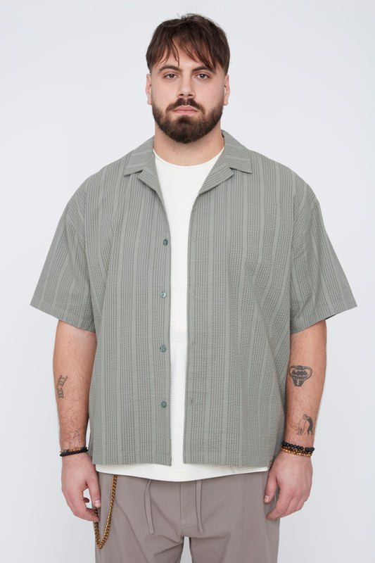 Men’s Stripe Seersucker Boxy Fit Shirt