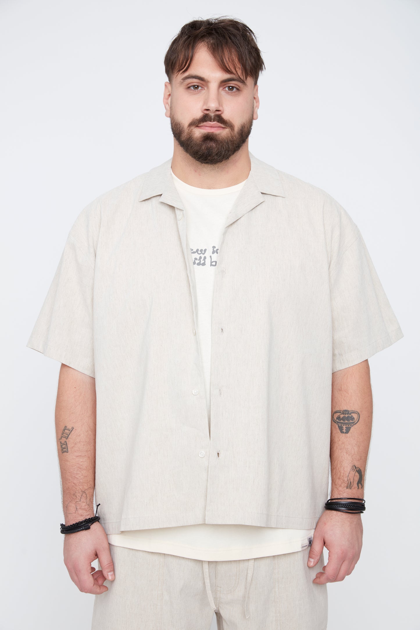 Men’s Textured Linen Blend Boxy Fit Shirt