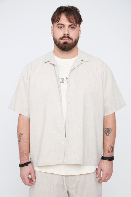 Men’s Textured Linen Blend Boxy Fit Shirt