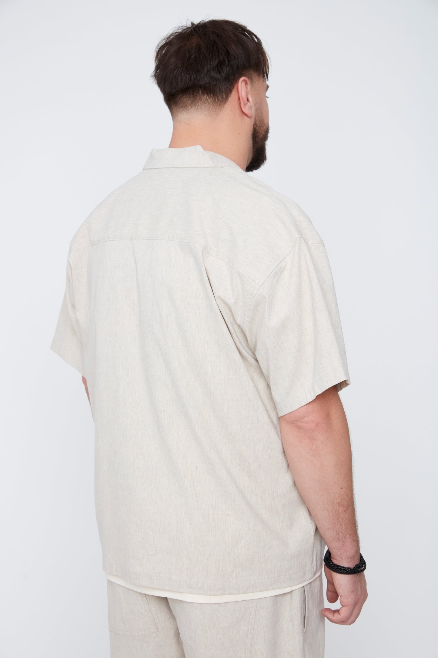 Men’s Textured Linen Blend Boxy Fit Shirt
