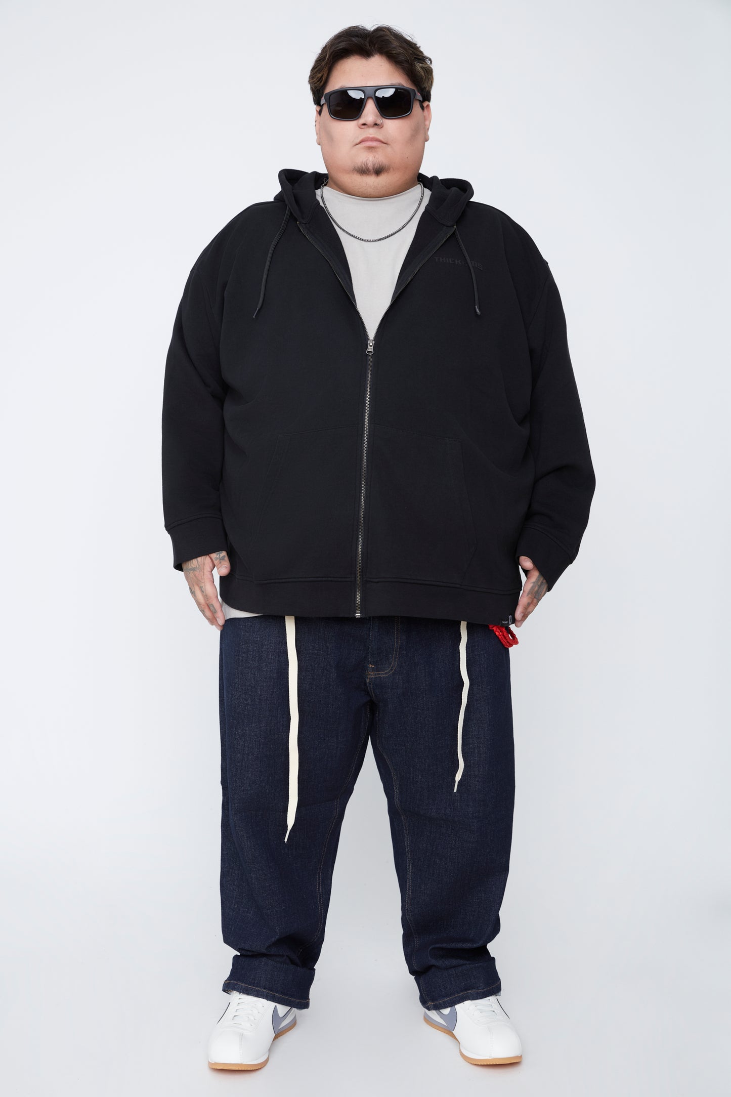 Sweat à capuche zippé en molleton délavé pour homme