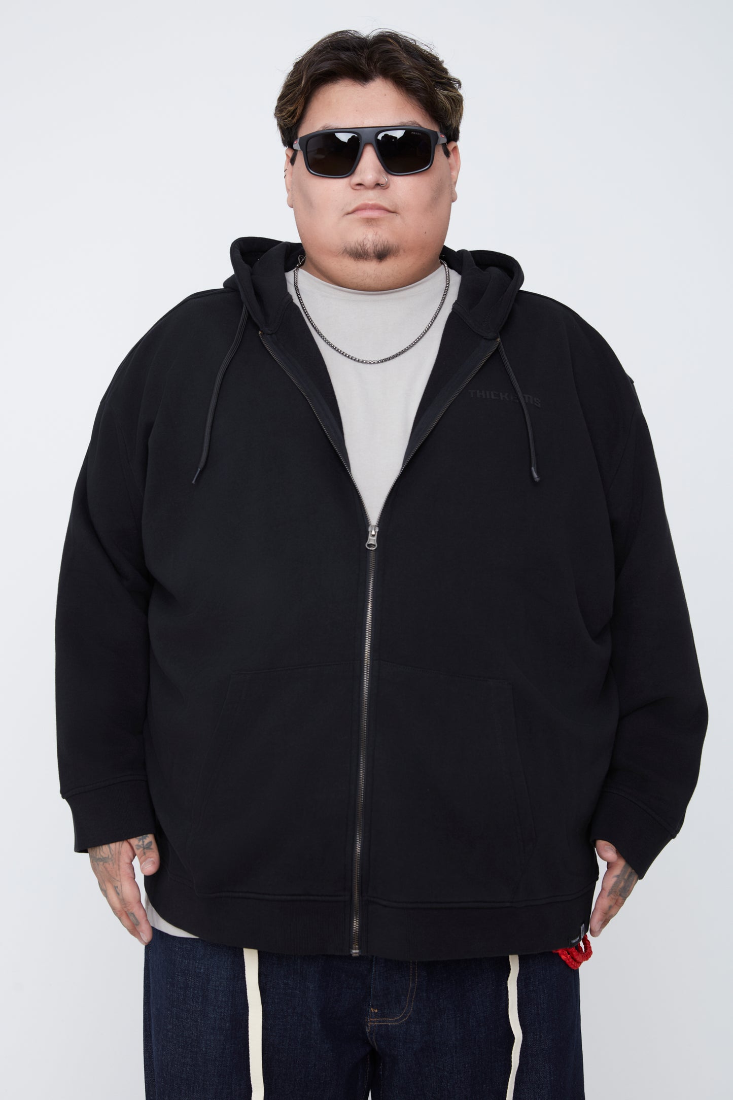 Sweat à capuche zippé en molleton délavé pour homme