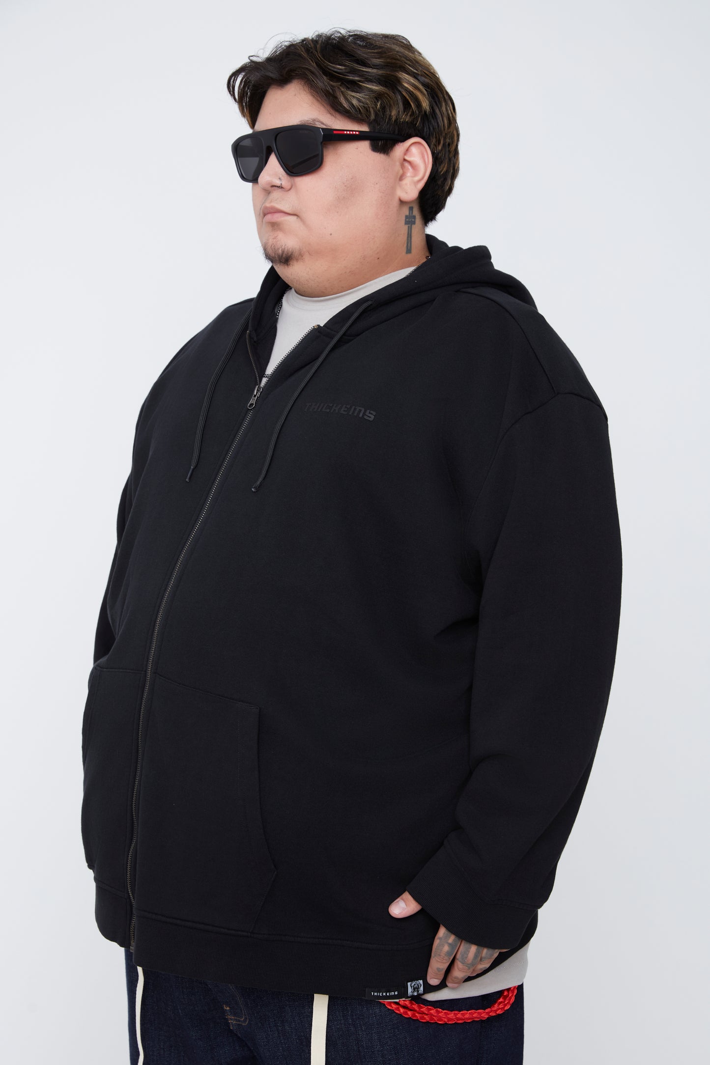 Sweat à capuche zippé en molleton délavé pour homme