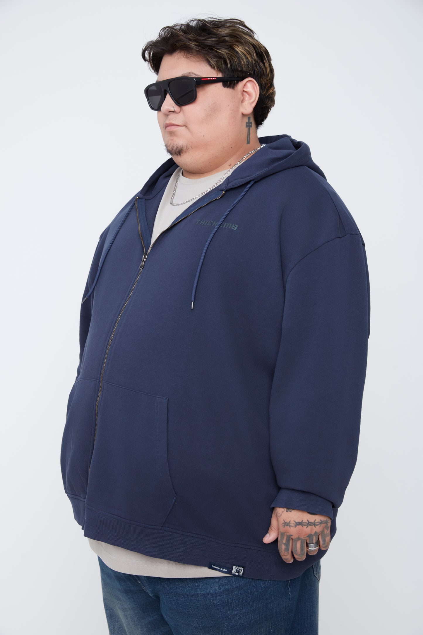 Sweat à capuche zippé en molleton délavé pour homme