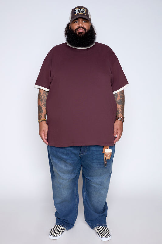 T-shirt col rond à bord contrastant