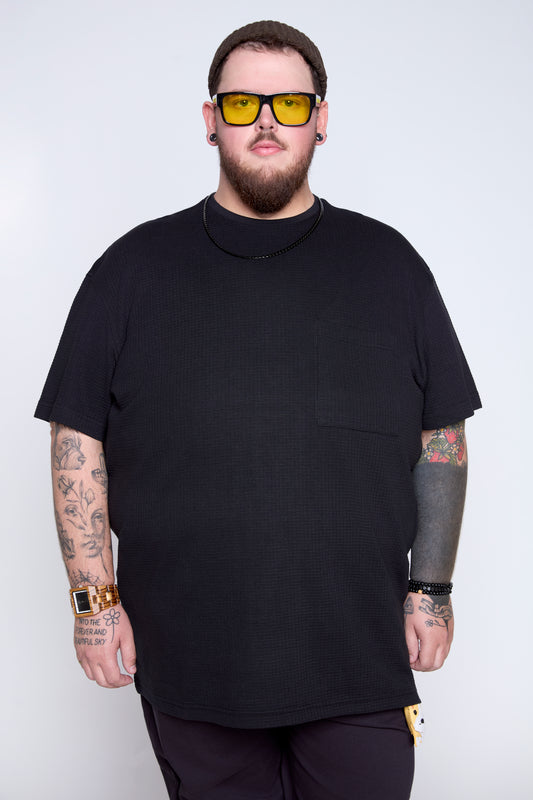 Textured Knit Pocket Tee