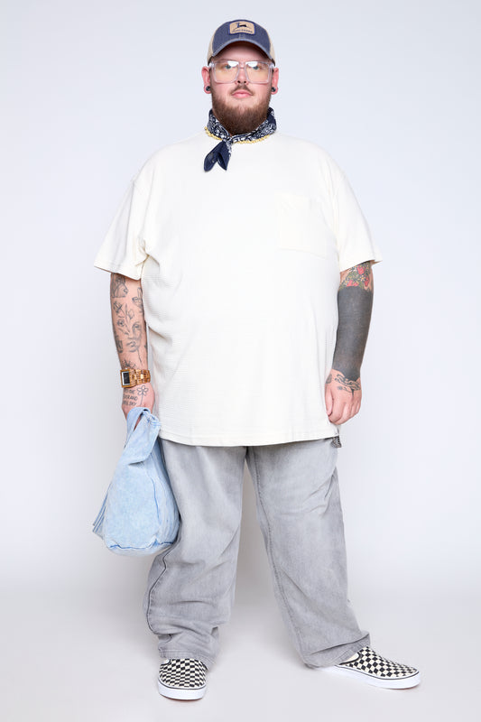 Textured Knit Pocket Tee