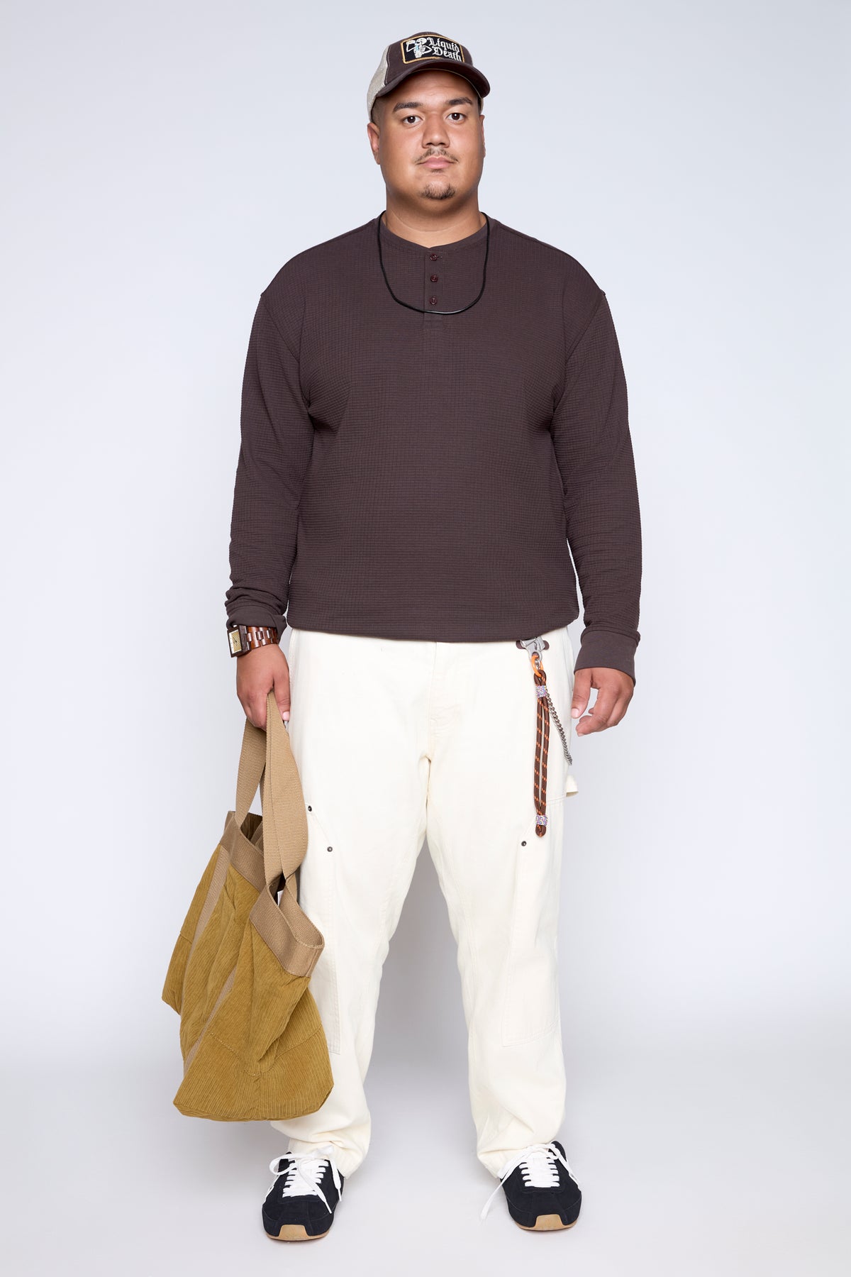 Textured Knit Long Sleeve Henley