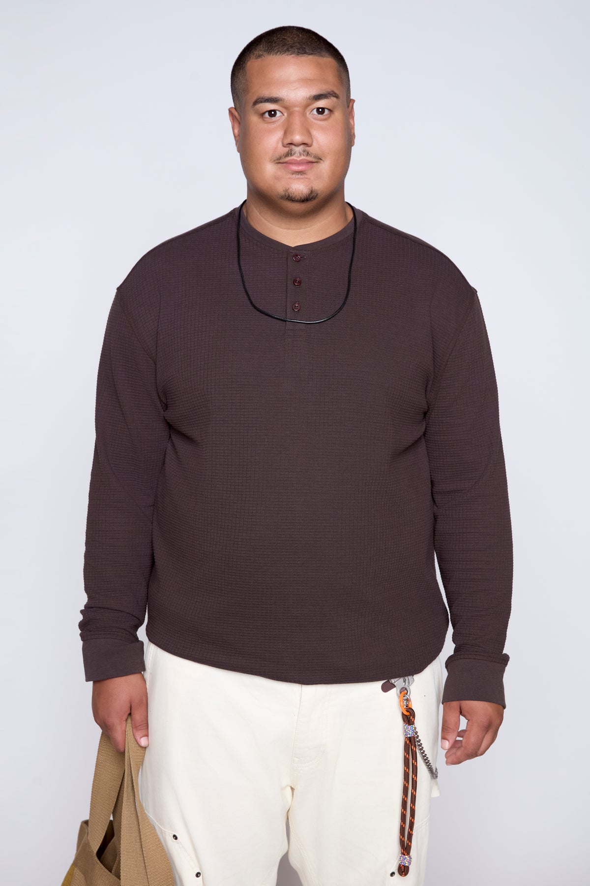 Textured Knit Long Sleeve Henley