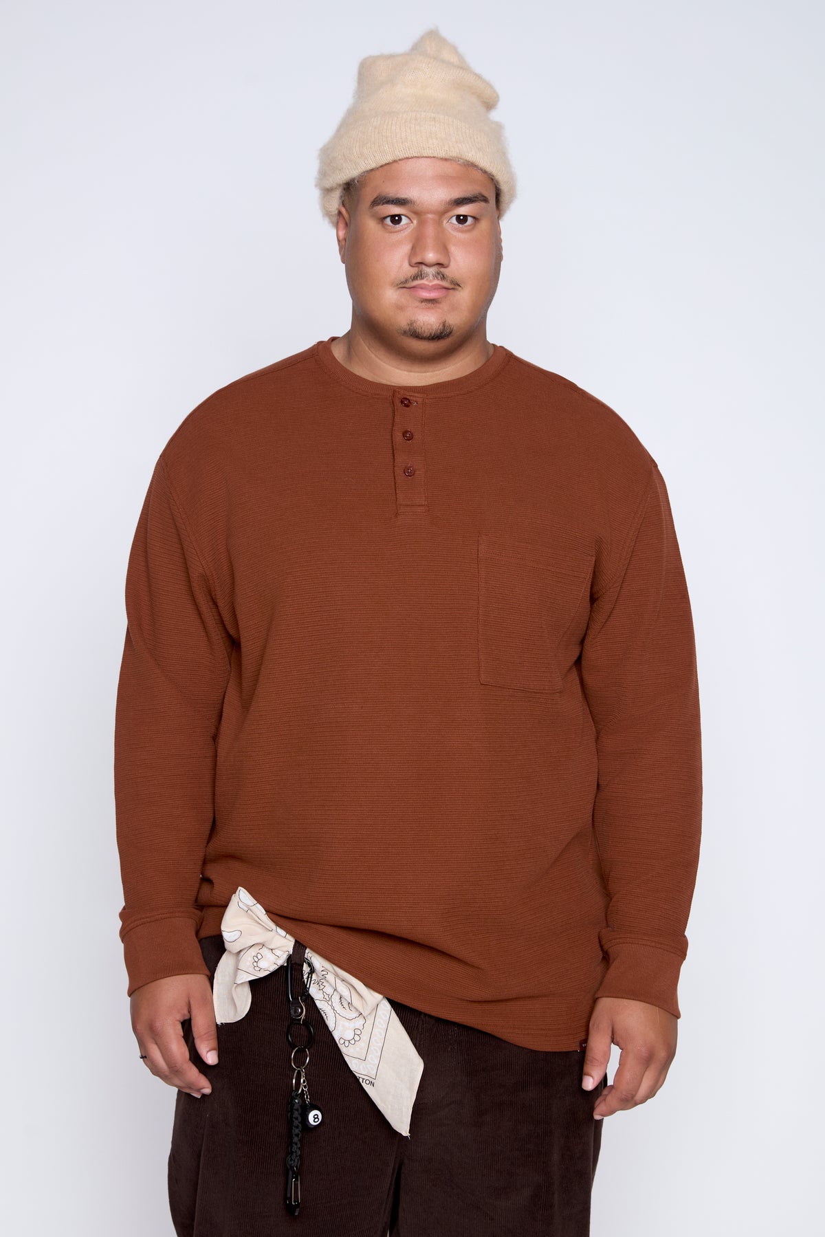 Textured Long Sleeve Henley