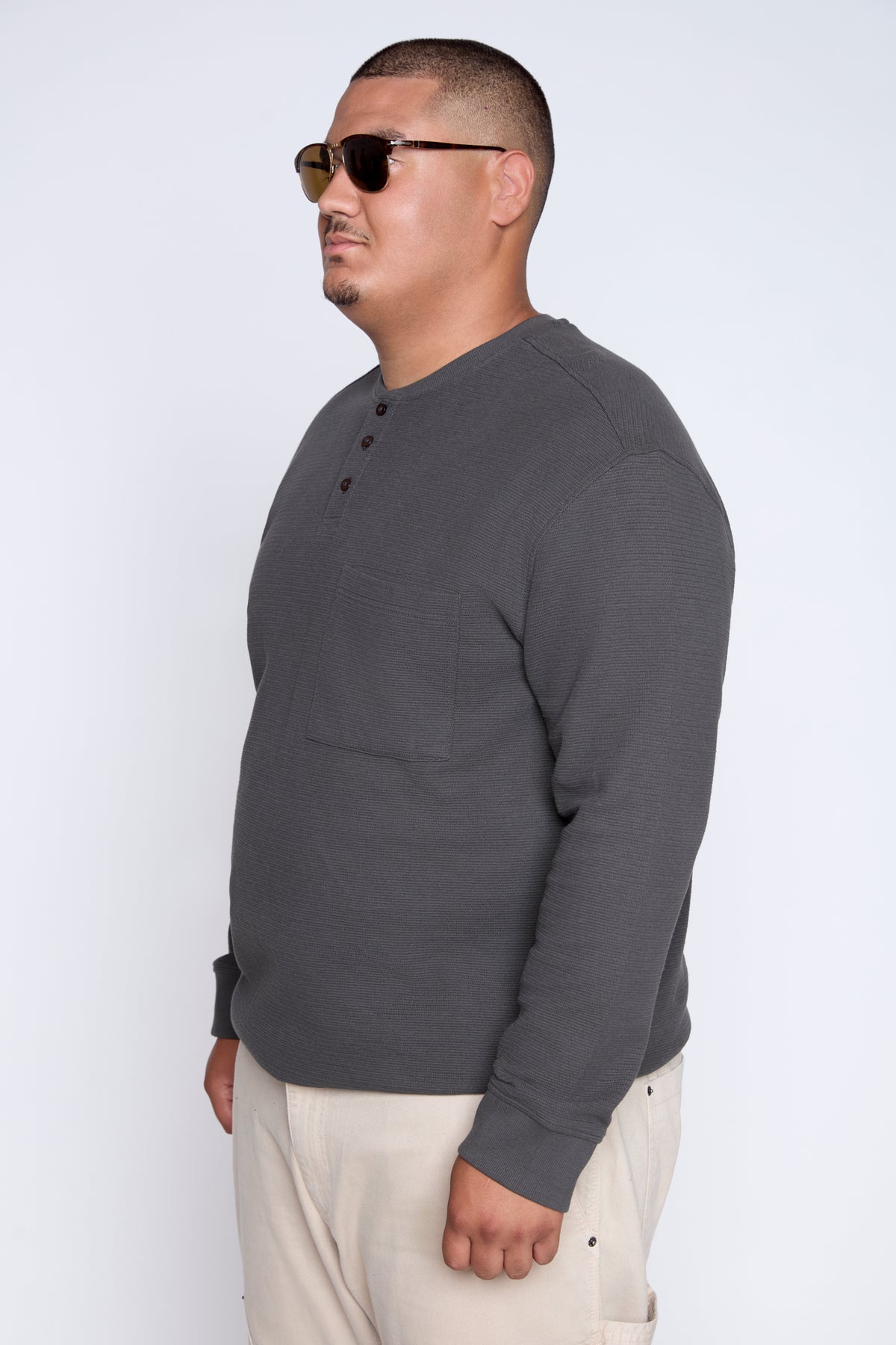 Textured Long Sleeve Henley