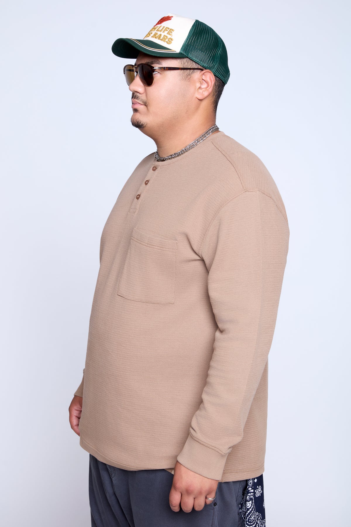 Textured Long Sleeve Henley