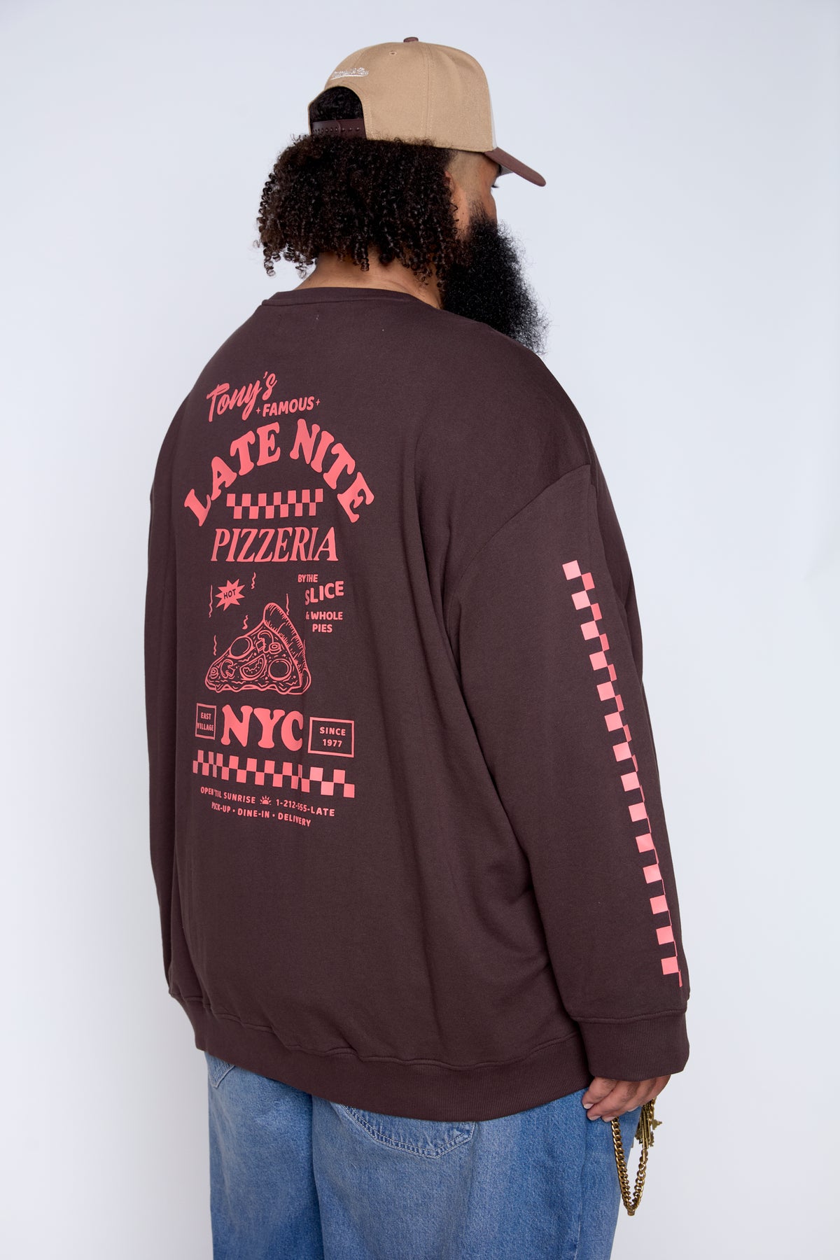 Sweat-shirt ras du cou en molleton à motif Late Nite