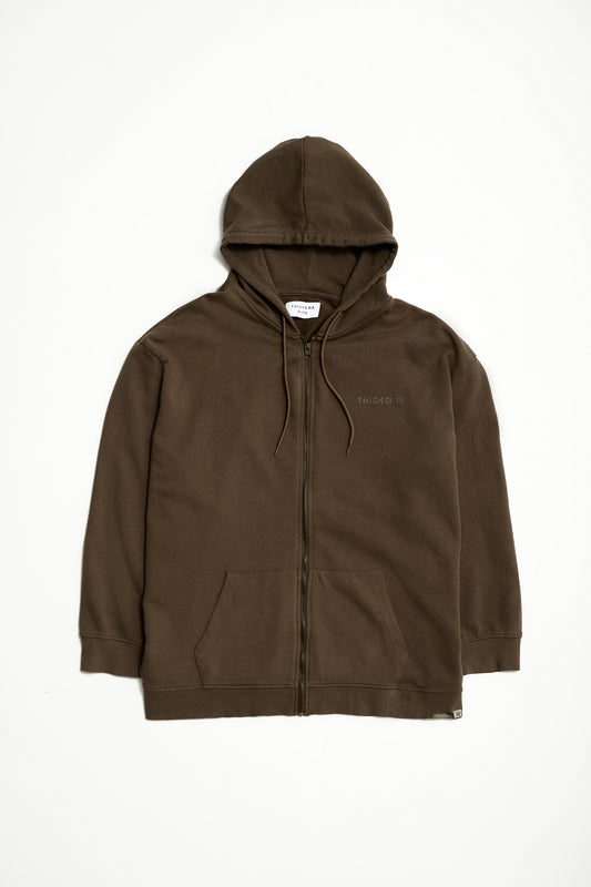 Sweat à capuche zippé en molleton délavé pour homme
