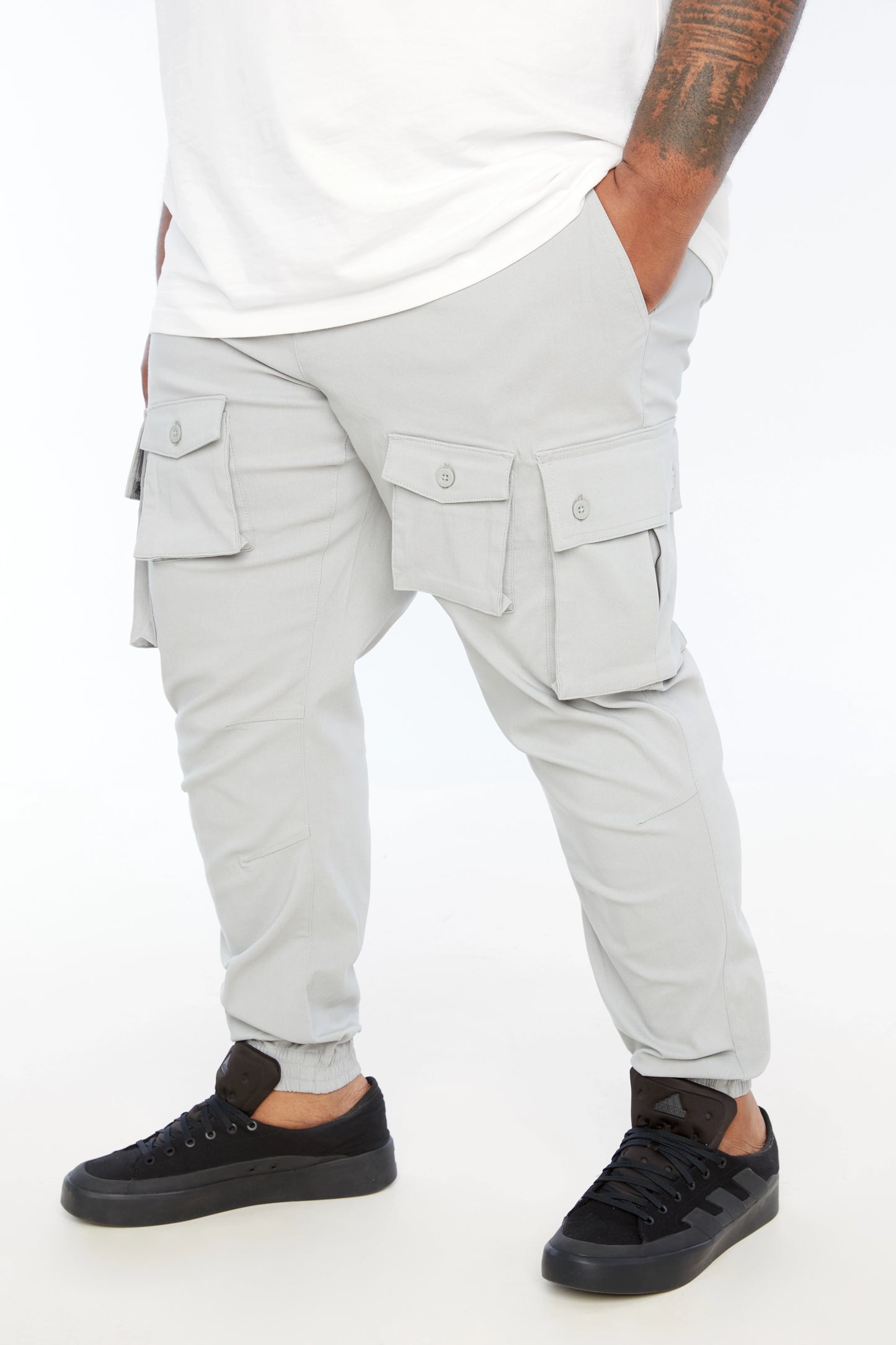 Pantalon de jogging cargo multi-poches à enfiler pour hommes